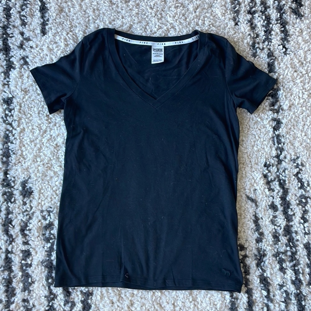 Black - Pink Victoria’s Secret V-Neck T-Shirt